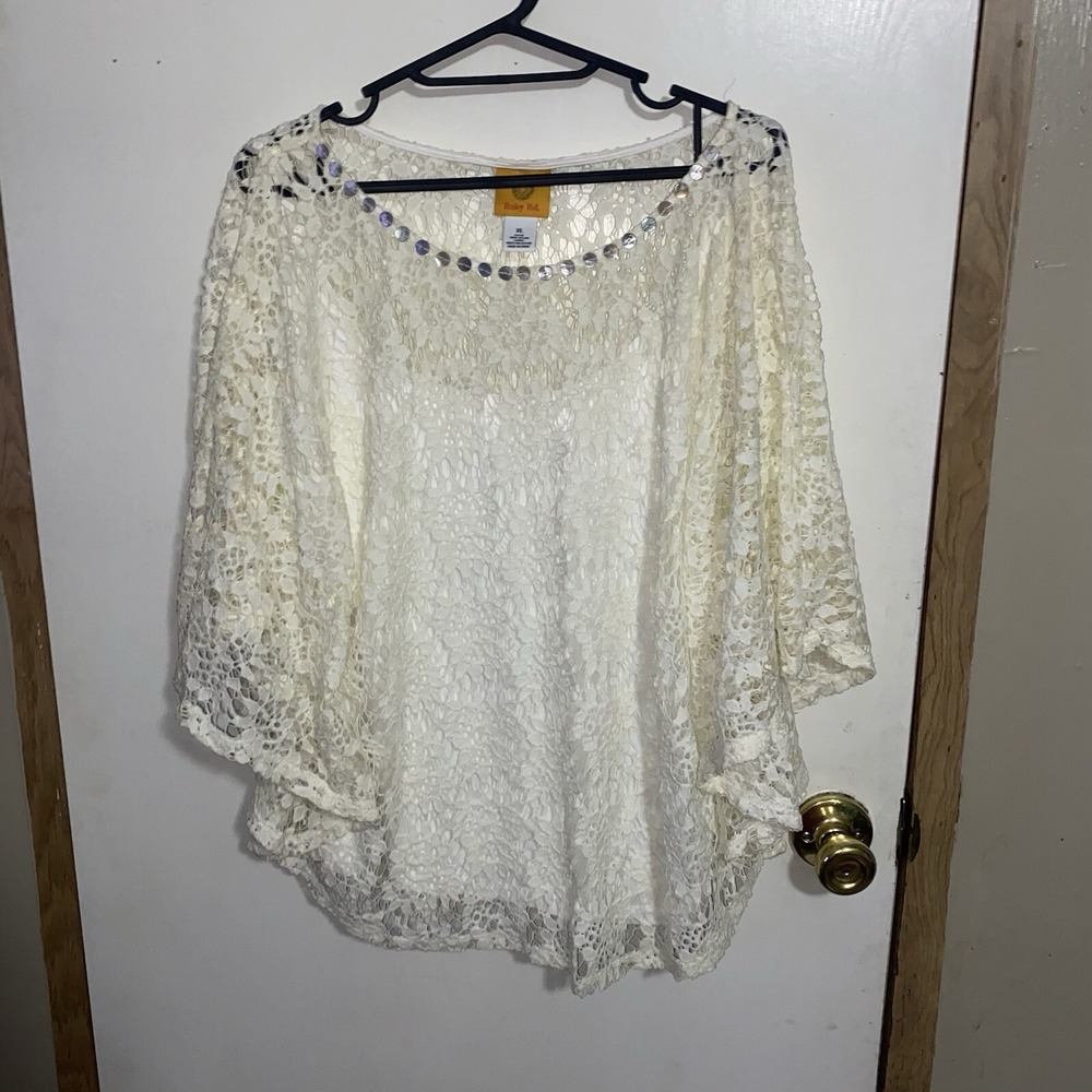 Ruby Rd. Shirt Women's XLarge Off White Lace Pullover Lightweight Blouse Top